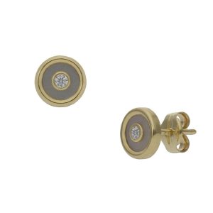 Pendientes oro 18kl redondos + nacar