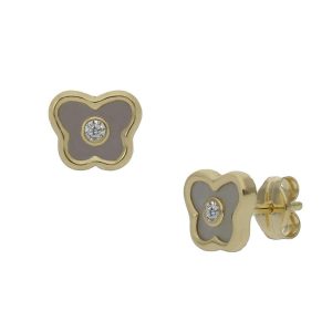 Pendientes oro 18kl mariposa + nacar – 7x6mm