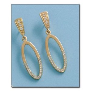Pendientes oro 18kl oval circonitas