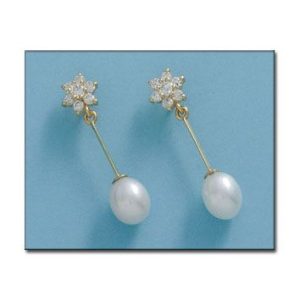 Pendientes oro 18kl roseta y perlas