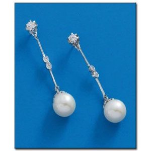Pendientes oro blanco 18kl p. cultivadas