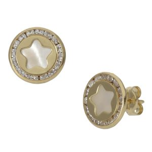 Pendientes oro 18kl estrella nacar – 9.50mm