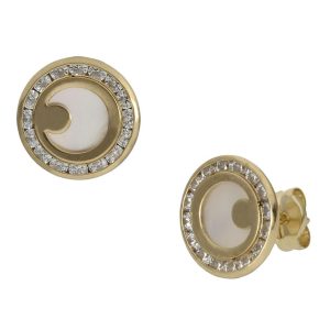 Pendientes oro 18kl nacar + luna – 9.50mm