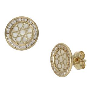 Pendientes oro 18kl nacar – 9.50mm