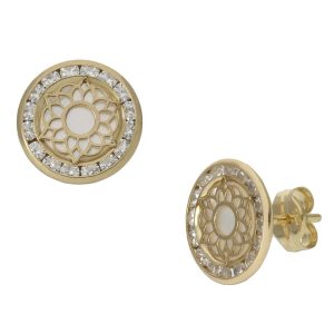 Pendientes oro 18kl nacar – 9.50mm