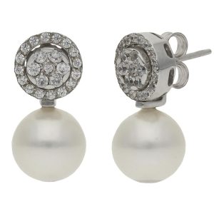 Pendientes oro blanco 18kl – 3 en 1 p.cultivadas