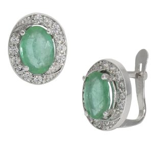 Pendientes oro blanco 18kl esmeraldas finas