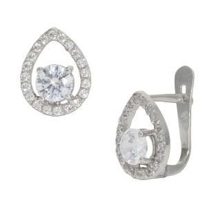 Pendientes oro blanco 18kl circonitas