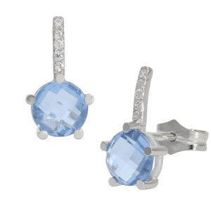Pendientes oro blanco 18kl azul