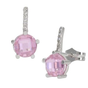 Pendientes oro blanco 18kl rosa