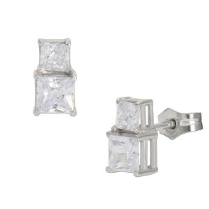 Pendientes oro blanco 18kl circonitas