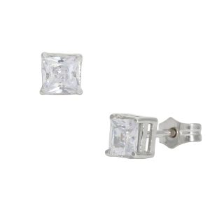 Pendientes oro blanco 18kl – 4.5×4.5mm