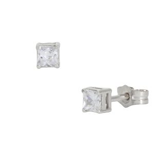 Pendientes oro blanco 18kl – 3.5×3.5mm