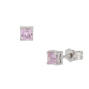 Pendientes oro blanco 18kl rosa – 3.5×3.5mm