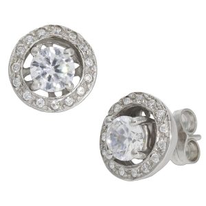 Pendientes oro blanco 18kl – 2 en 1circonitas