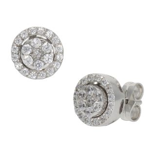 Pendientes oro blanco 18kl – 2 en 1 circonitas