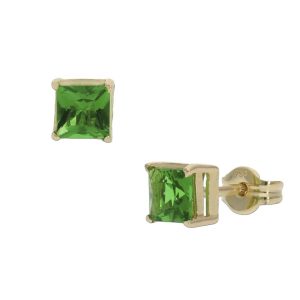 Pendientes oro 18kl verde – 4.5×4.5mm