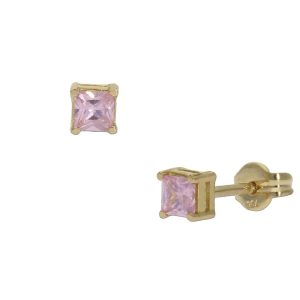 Pendientes oro 18kl rosa – 3.5×3.5mm
