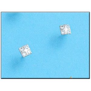 Pendientes oro blanco 18kl cuadrados