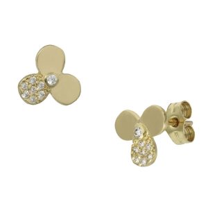 Pendientes oro 18kl trebol circonitas