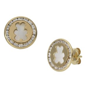 Pendientes oro 18kl nacar oso – 9.50mm