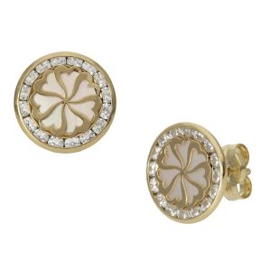 Pendientes oro 18kl nacar – 9.50mm