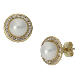 Pendientes oro 18kl perlas chinas – 9.50mm