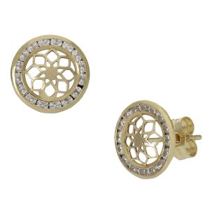 Pendientes oro 18kl circonitas – 9.50mm