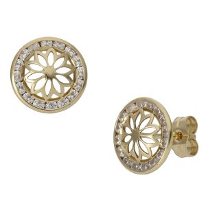 Pendientes oro 18kl circonitas – 9.50mm