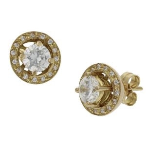 Pendientes oro 18kl -2 en 1 circonitas – 9mm