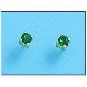 Pendientes oro 18kl crisopal verde 5×5