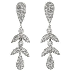 Pendientes oro blanco 18kl circonitas – 7x45mm