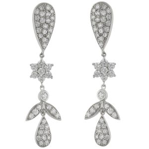 Pendientes oro blanco 18kl circonitas – 8x48mm