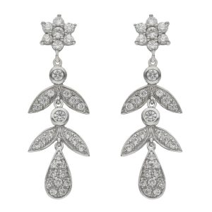 Pendientes oro blanco 18kl circonitas – 13x40mm