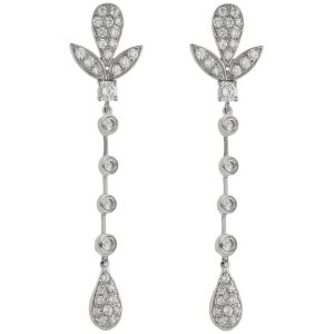 Pendientes oro blanco 18kl circonitas – 13x63mm