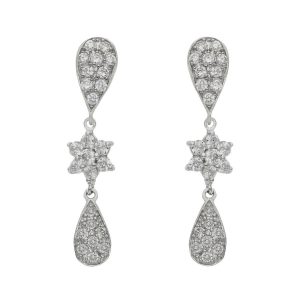 Pendientes oro blanco 18kl circonitas – 7x33mm