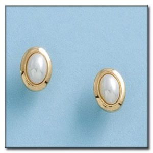 Pendientes oro 18kl perla 7x9mm