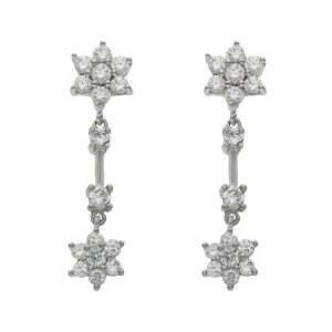 Pendientes oro blanco 18kl circonitas – 8x32mm