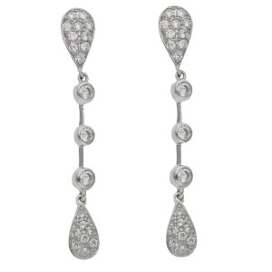 Pendientes oro blanco 18kl circonitas – 6x42mm