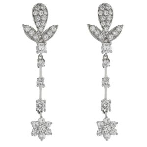 Pendientes oro blanco 18kl circonitas – 13x48mm