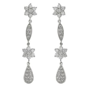Pendientes oro blanco 18kl circonitas – 8x46mm
