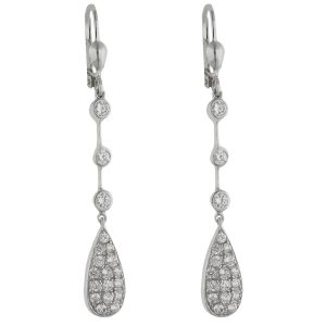 Pendientes oro blanco 18kl circonitas – 7x50mm