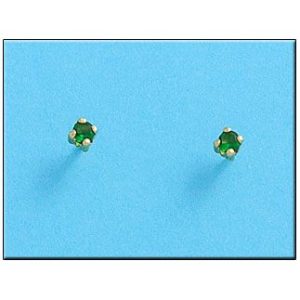 Pendientes oro 18kl crisopal verde 3×3