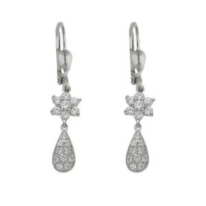 Pendientes oro blanco 18kl circonitas – 7x34mm