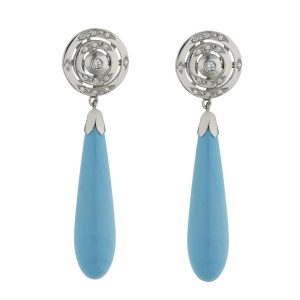 Pendientes oro 18kl turquesa sintetica