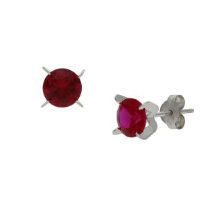 Pendientes oro blanco 18kl rojo