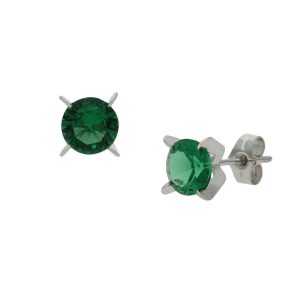 Pendientes oro blanco 18kl verde