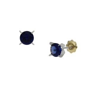 Pendientes oro blanco 18kl azul