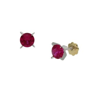 Pendientes oro blanco 18kl rojo