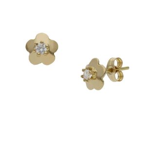 Pendientes 18kl flor circonitas – 7mm